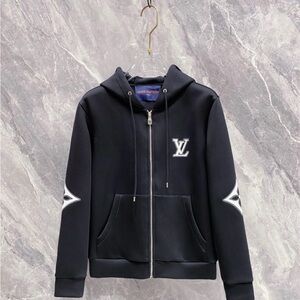 Louis Vuitton Black Bomber Jacket with White Accents